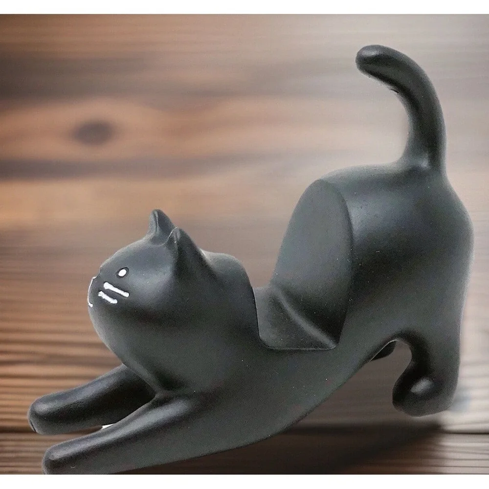 Black Cat Cellphone Phone Holder Stretching Cat New